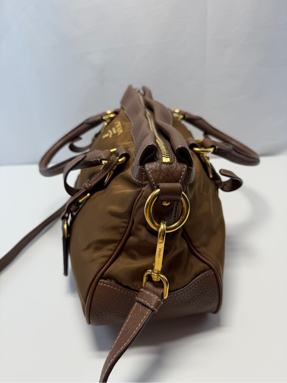 Prada Brown Nylon & Leather Messenger Satchel - Picture 4 of 11